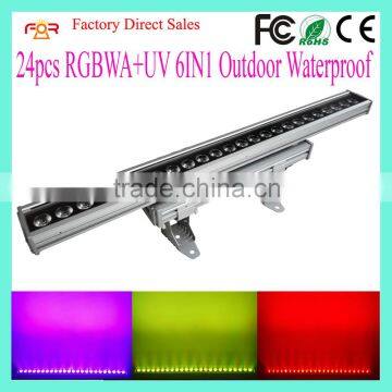 CE ROHS Outdoor Waterproof Bar 24pcs 15W 18W RGBWA+UV 6 IN 1 LED Wall Washer Light