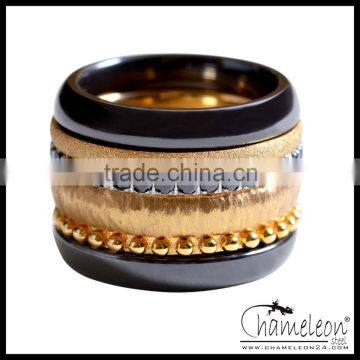 Chameleon Wholesale Jewelry Ceramic Steel Combination Stacked Ring Set photo-2