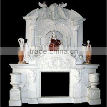 Indoor Artificial Fireplace Mantel With Female Statues