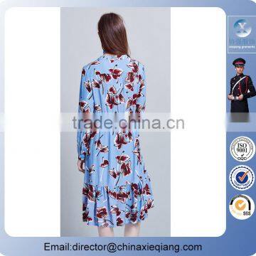 2016 Fashion Plus Size Ladies Floral Printed Dress Women Flower Dress