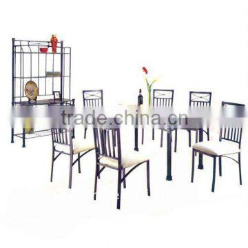 Modern steel dining room set with cabinet