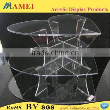 2013 Hot acrylic 3 tier heart shape wedding cake stand/Customized acrylic 3 tier heart shape wedding cake stand