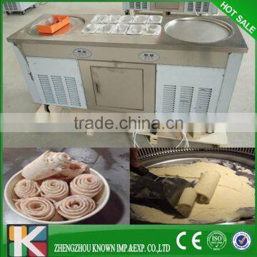 commercial hot sale flat pan fry ice cream machine/fried cream machine(2+10)