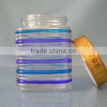 Square 3pcs hand drawing glass canister