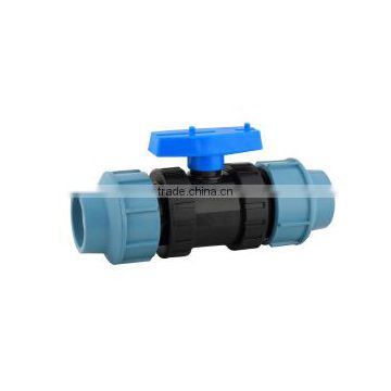 Factory Whole Sale PP Compression Fitting Double Union Ball Valve PP Plastic Union Ball Valve