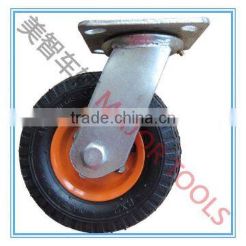Pneumatic Plate Caster/swivel/soft Rubber on Steel Wheel 6X2 photo-2