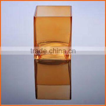 Wholesale square orange glass vase