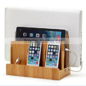 Bamboo Multi Device Cord Organizer Stand and Charging Station for Phone and Tablets photo-2