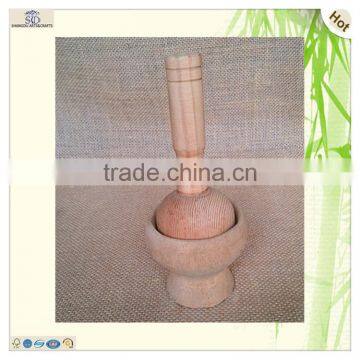 Home Kitchen Decor Craft Wooden Grinding Rod Mortar