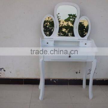 hot sale K/D dressing table with mirror and stool/dresser table with three mirros