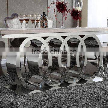 Modern Luxury Polishing Stainless Steel Dining Table and Chairs Set With Marble Top Furniture