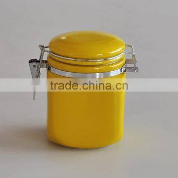 Colorful Solid Square Ceramic Jar With Lid, Ceramic Canister For Fruit and Honey photo-4