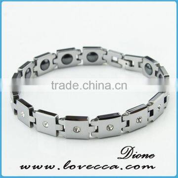 Large Heavy Black Silver Link Bangle Chain Men's Tungsten Bracelet photo-3