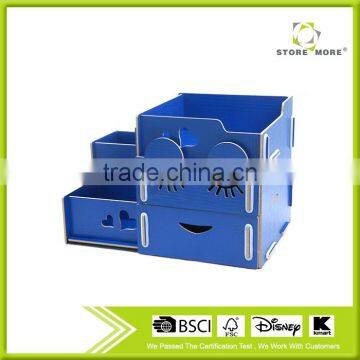 5 Storage Compartments Multifunctional Wooden Office Desk Organizer photo-2