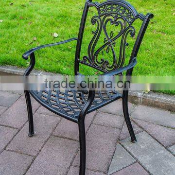 outdoor metal furniture cast aluminum chair bronze color garden stackable chair dining chair with armrest #IVY14124