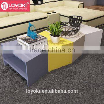 New Design Set of 4 Coffee Table Mdf Wood Sofa Side Table With Glossy Finished 4 Colors Free Combination Side Table photo-4