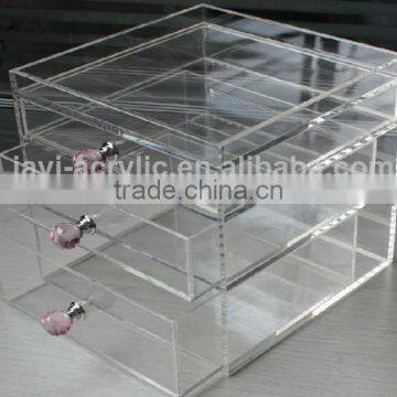 Wholesale acryl acrylic lucite clear cube makeup organizer with drawers