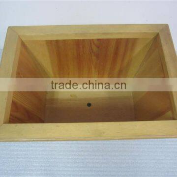 Carving Peony Decor Four Feet at the Bottom Wood Flowerpot photo-2