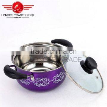 New Design 5pcs Colorized Stainless Steel Soup Pot Kitchen Cookware With Decal photo-4