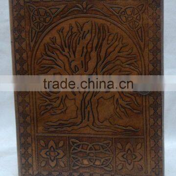 Handmade Vintage Tree Of Life Embossed Tan Color Leather Notebook