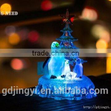Acrylic Christmas Penguins &Tree Crystal Decoration With Led Light For Gift photo-3