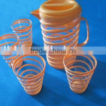 119010 SPIRAL PLASTIC WATER BOTTLE SET/WITH 4CUPS