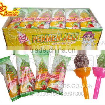 Fruity Flavor Ice cream Jelly Candy with Plastic Whistle Lollipop