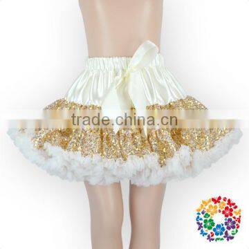 2016 Fancy Skirt Top Designs Baby Gold Sequin Pettiskirt Normal Quality Dance Petti Skirts For Baby Girl Wholesale Bubble Skirt