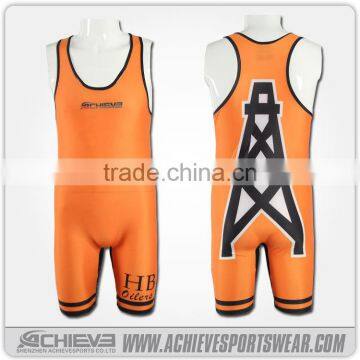 Full sublimation plus size custom plain wrestling singlet jersey