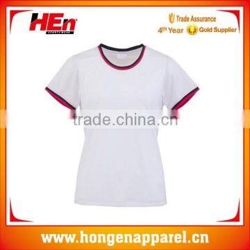 Hongen wholesale sublimation printed tennis shirt girls white style /tennis apparel new design