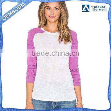 plain raglan baseball t shirt wholesale women baseball t shirt soft cotton