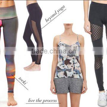 wholesale sports gym fitness athletic wear / custom colorful sexy womens black printed tight yoga pants