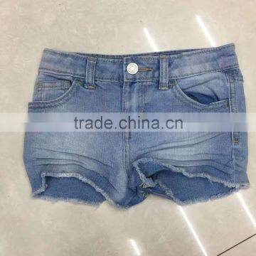 Yiwu stock apparel blue denim summer cotton kids shorts