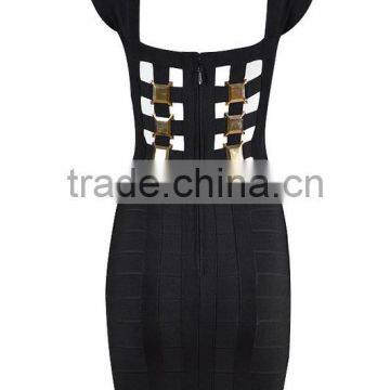 Top Quality HL V-neck Black Sequined Bandage Dress Celebrity Elegant Bodycon Dress HL 2015 photo-4