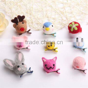 Wholesale super sweet Children cartoon animal hair pin Duckbill hairpin felted wool duckbilled bobby pin