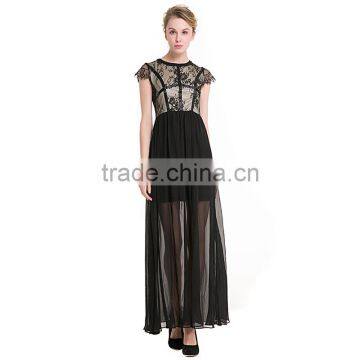 Maxnegio Patchwork Women Black Lace Nude Transparent Dress Girls Sexy Night Black Evening Dress photo-6
