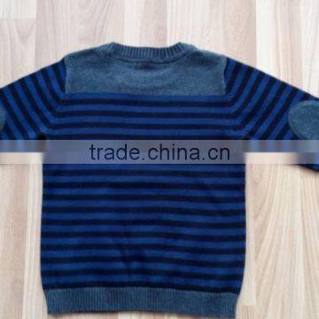 High Quality Kids Children 100% Pure Cotton Plain Elbow Patch Sweater(DK22F) photo-2