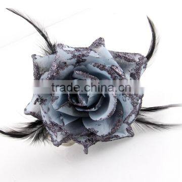 Bright Red Headdress Pins,Flower Feather Brooch,Girls Weeding Party Brooches photo-4