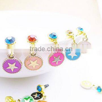 Beautiful Star Pattern Pendant Phone Charms Metal Round Charm Dustproof Jewelry With Crystals photo-2