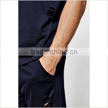 Guangzhou Custom Logo and Print Shorts And T Shirt Summer Broken Hole Tacksuit photo-4