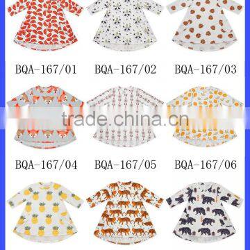 Latest Solid Color FAUX SUEDE Dress Photos Long Sleeve Printed Short Front Long Behind With 2 Pockets Baby Woolen Frock Designs photo-2