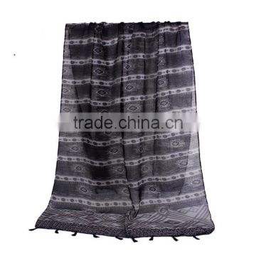 Voile Scarves & Wraps Rectangle Black Tassel Scarf 2017