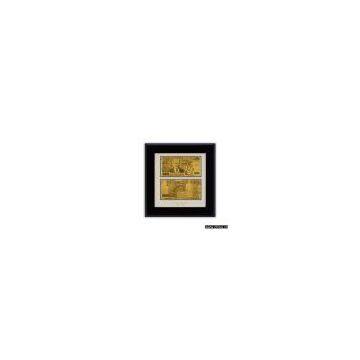 Greece Gold Banknote Two Side Wooden Frame