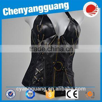 2017 wholesale open cup leather corset bustier