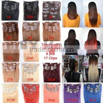 Factory Wholesale Price Cheap 100% Human Hair Clip In Hair Extension, Clip In Hair Extensions For African American