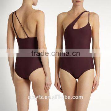 Hot Selling Ladies Swimwear Asymmetric Neckline One Price Swimsuit