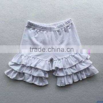 Fashion design baby girls ruffle summer shorts three layers knit cotton shorts for kids