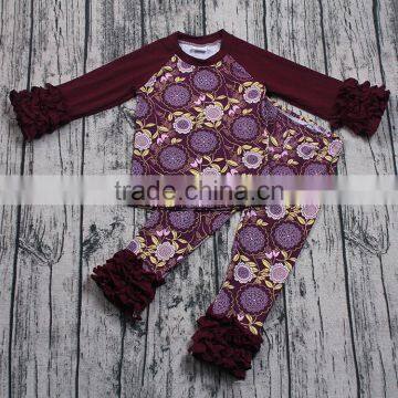 Baby girls wholesale cheap boutique outfits directly factory china kids clothing set 2pcs organic cotton clothes icing pants set