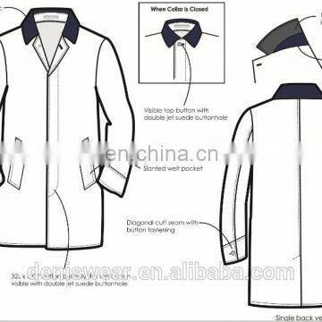 Men's Herringbone Coat With Slanted Pocket and Suede Collar New Style