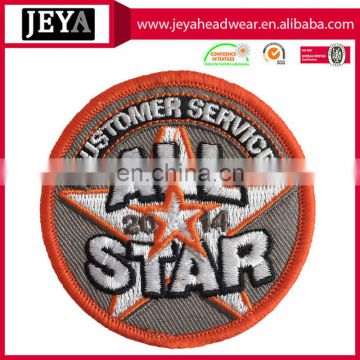 Emroidery star and letthers on the fabric patches round embroidery patch